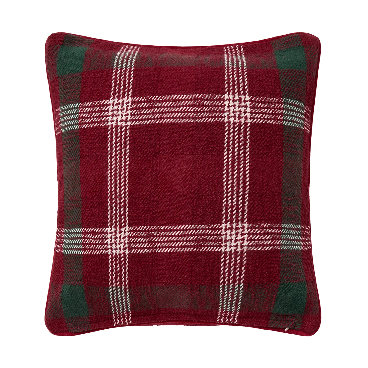 Checked resirkulert bomull putetrekk 50x50 cm, Red-green-white Lexington