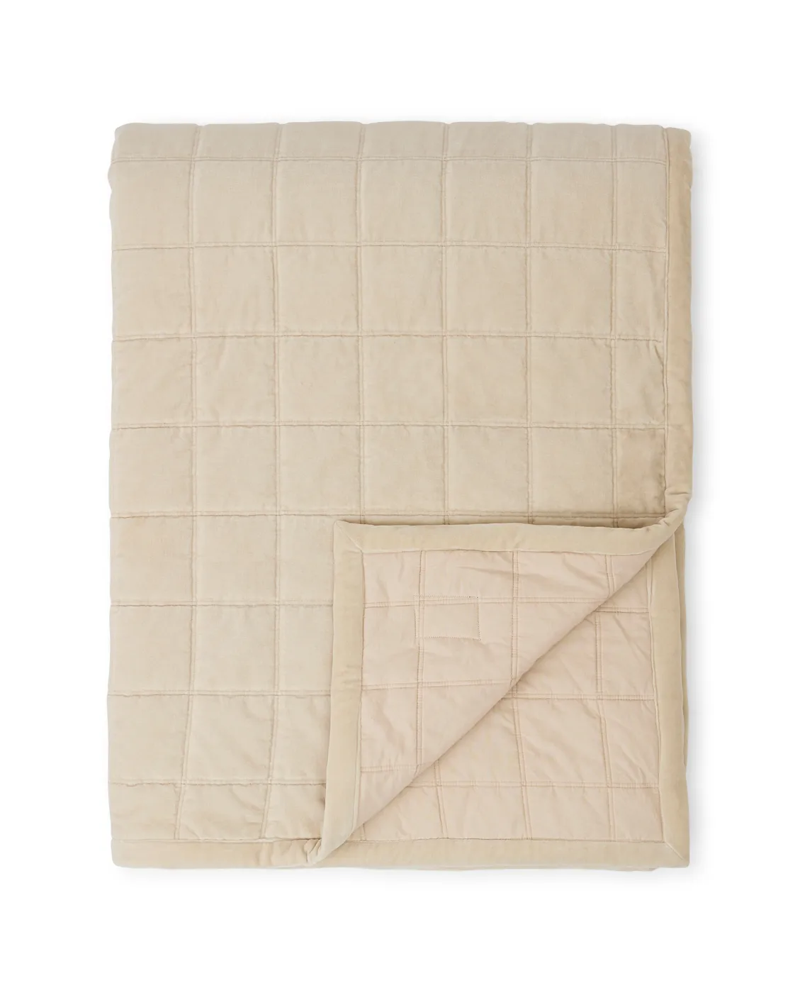 Cotton Velvet quiltet sengeteppe 160 x 240 cm, Light beige Lexington