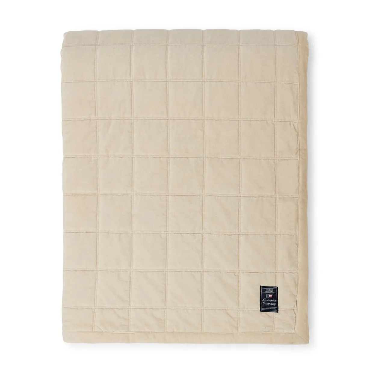 Cotton Velvet quiltet sengeteppe 240 x 260 cm, Light beige Lexington
