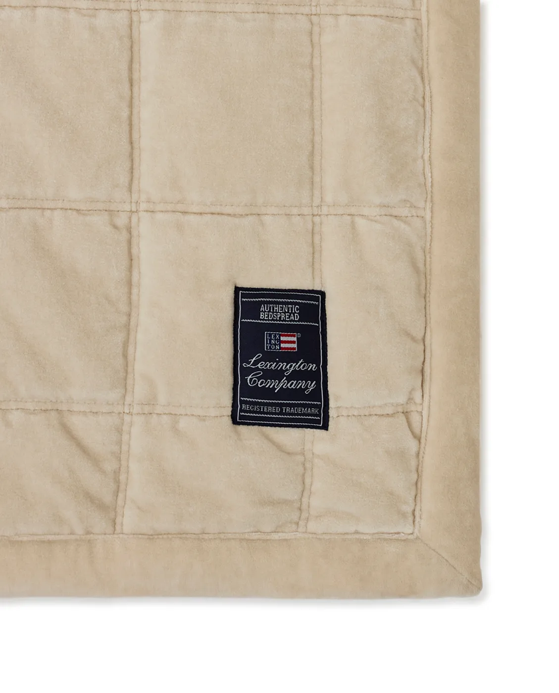 Cotton Velvet quiltet sengeteppe 240 x 260 cm, Light beige Lexington