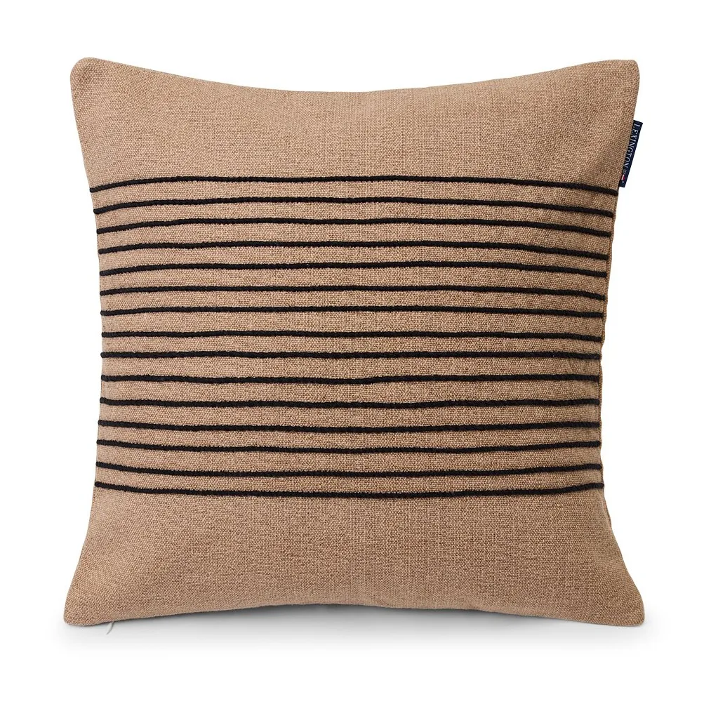 Deco Striped Cotton Canvas putetrekk 50x50 cm, Beige-gray Lexington