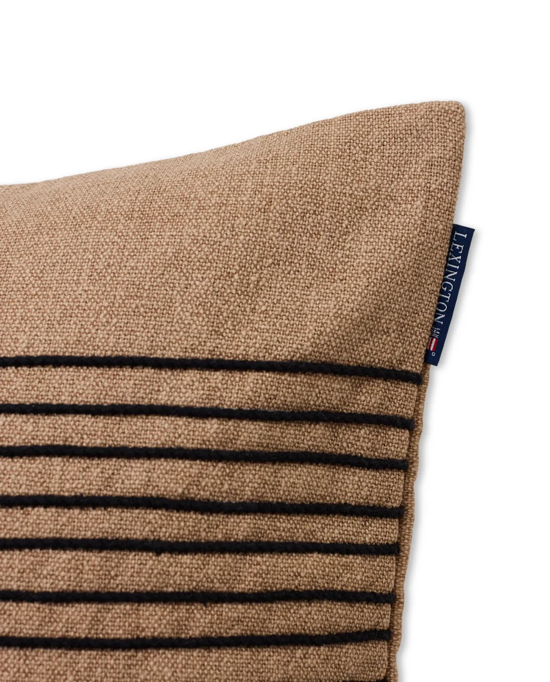 Deco Striped Cotton Canvas putetrekk 50x50 cm, Beige-gray Lexington