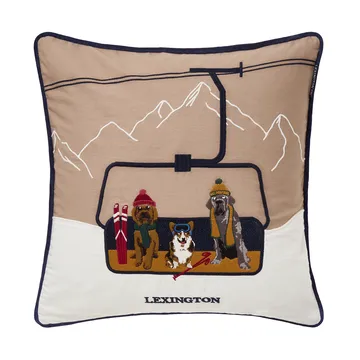 Dog lift eko. bomull twill putetrekk 50x50 cm - Beige-hvit - Lexington