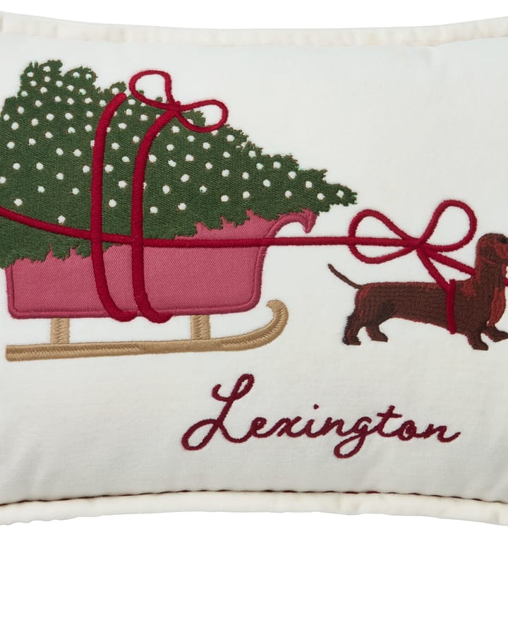 Dog sleigh økologisk fløyelsbomull pute 30x50 cm, White Lexington