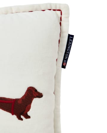 Dog sleigh økologisk fløyelsbomull pute 30x50 cm - White - Lexington