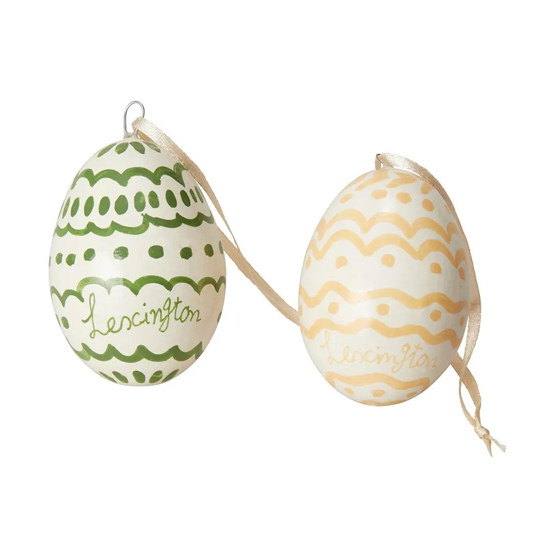 Easter Eggs in Papier Maché påskepynt 2-pk, Green-yellow Lexington