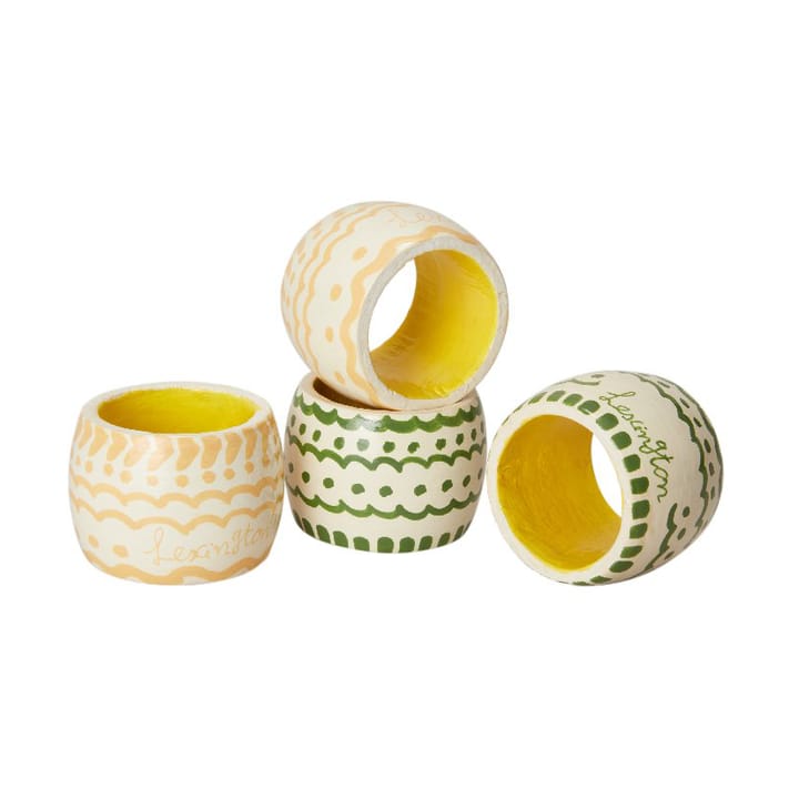 Easter Ring in Wood serviettring 4-pack - Green-yellow - Lexington