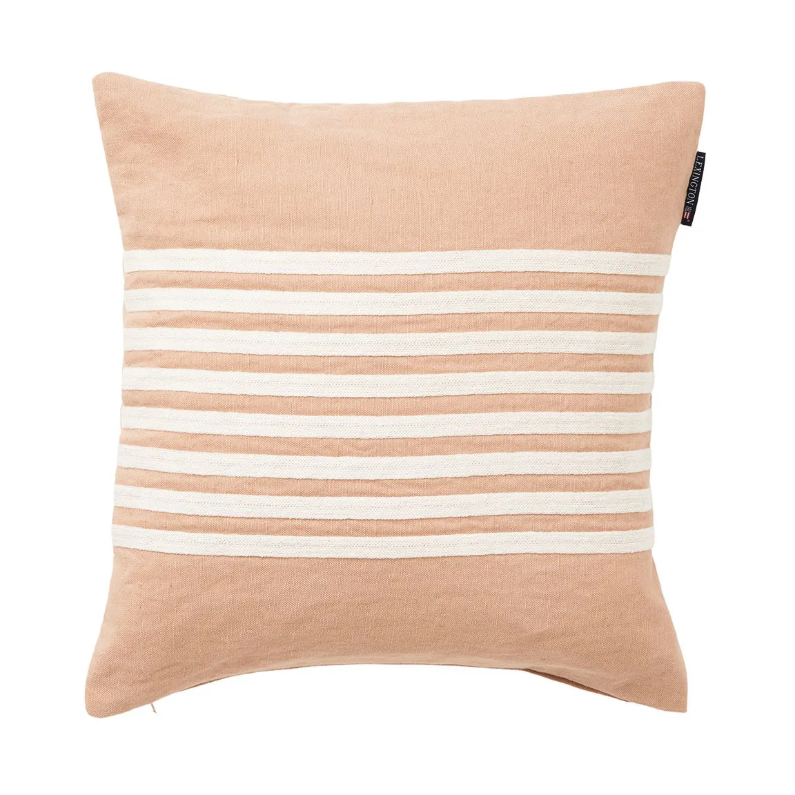 Emboidery Striped Linen/Cotton putetrekk 50x50 cm, Beige-white Lexington