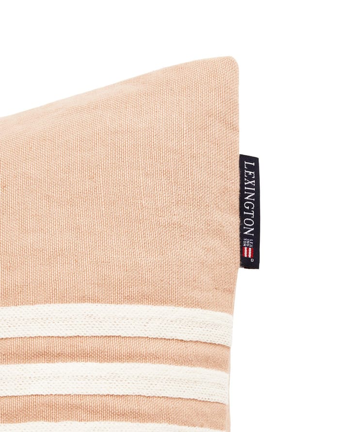 Emboidery Striped Linen/Cotton putetrekk 50x50 cm, Beige-white Lexington