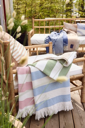 Emboidery Striped Linen/Cotton putetrekk 50x50 cm - Beige-white - Lexington