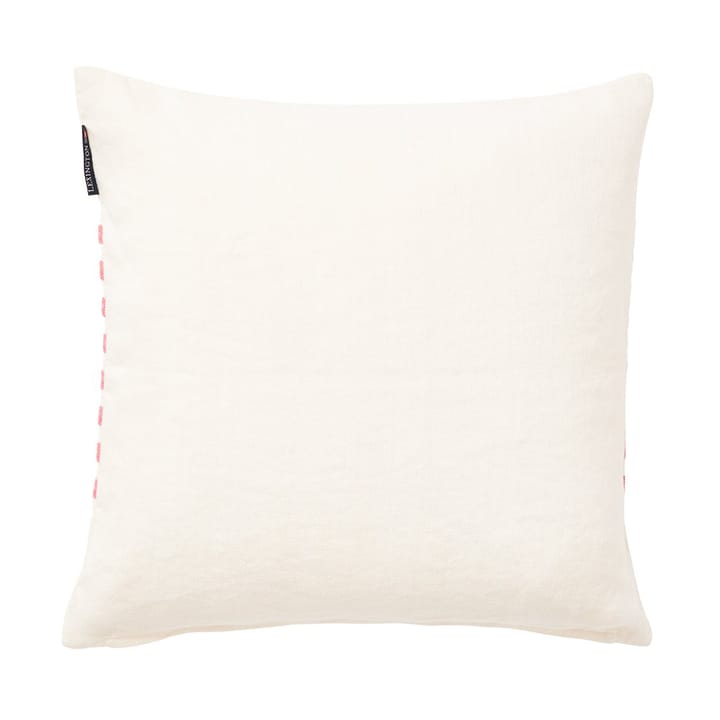 Emboidery Striped Linen/Cotton putetrekk 50x50 cm, Off White-red Lexington