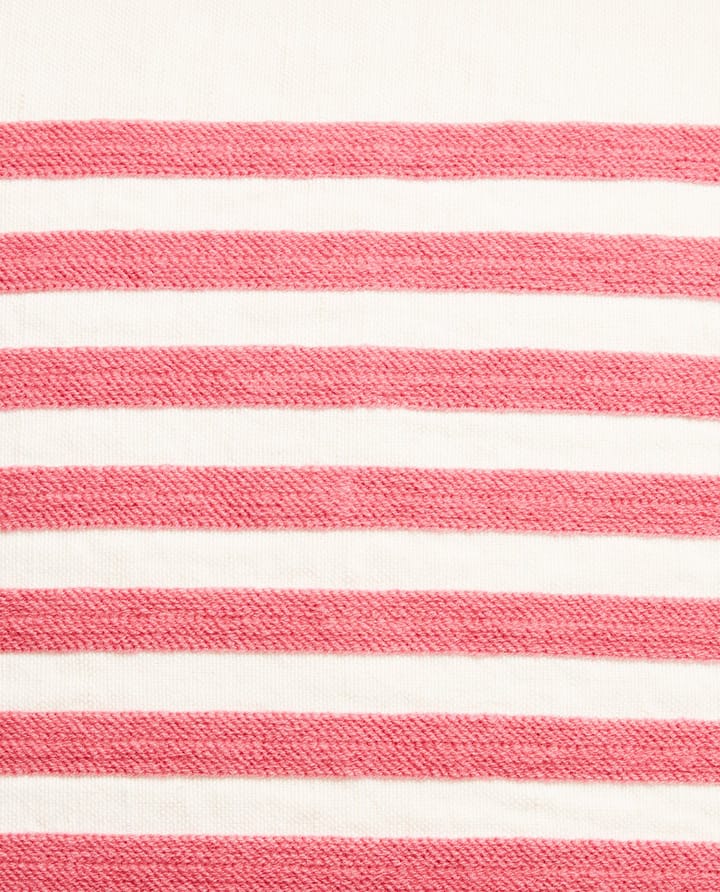 Emboidery Striped Linen/Cotton putetrekk 50x50 cm - Off White-red - Lexington