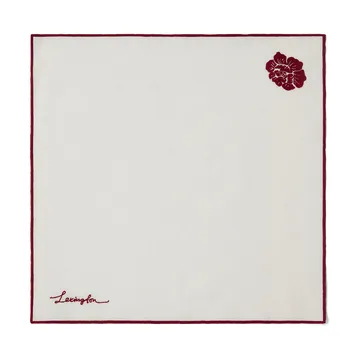 Flower Linen-Cotton serviett 50x50 cm - Hvit-rød - Lexington