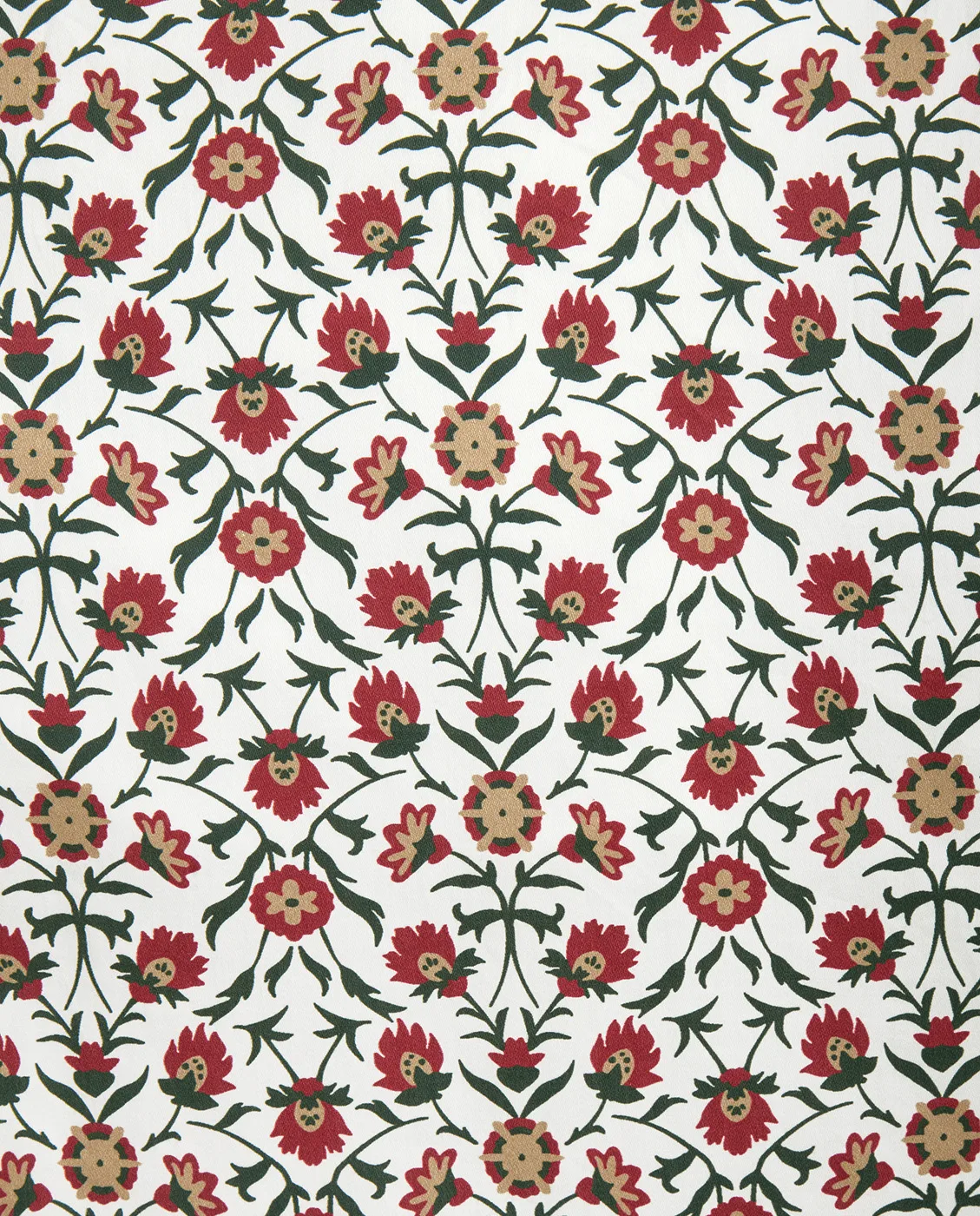Flower printed cotton sateen putetrekk 50x90 cm, White-red-green-beige Lexington