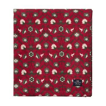 Flower printed økologisk bomullsduk - Red-beige-green, 150x250 cm - Lexington