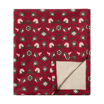 Flower printed økologisk bomullsduk - Red-beige-green, 150x250 cm - Lexington