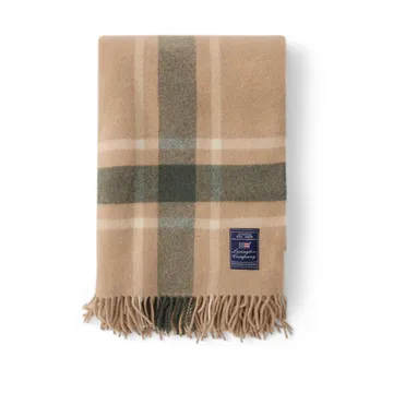 Frame Checked Recycled pledd 130x170 cm - Beige-grønn - Lexington