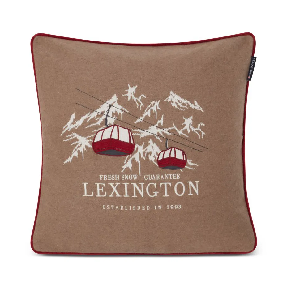 Fresh Snow Ski Lift Wool Mix putetrekk 50 x 50 cm, Beige-white-red Lexington