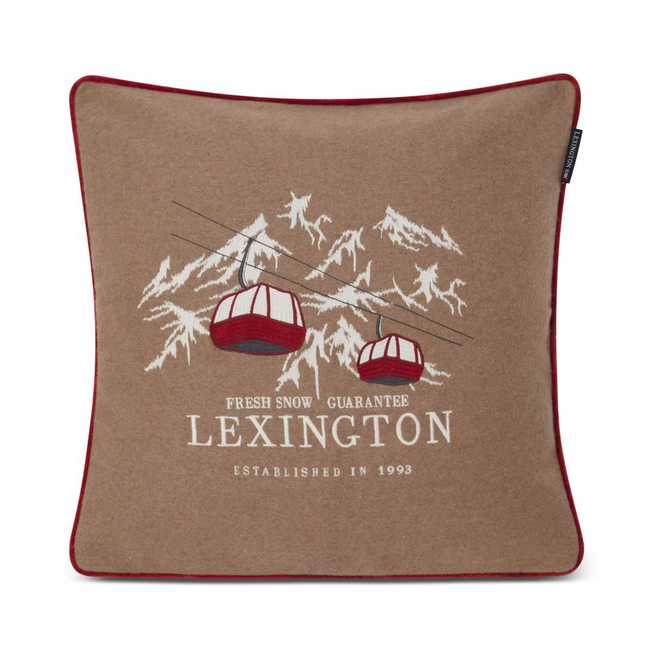 Bilde av Lexington Fresh Snow Ski Lift Wool Mix putetrekk 50 x 50 cm Beige-white-red