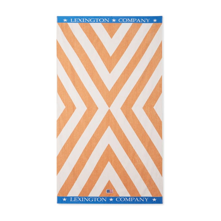 Graphic Cotton Velour strandhåndkle 100 x 180 cm - Beige-hvit-blå - Lexington