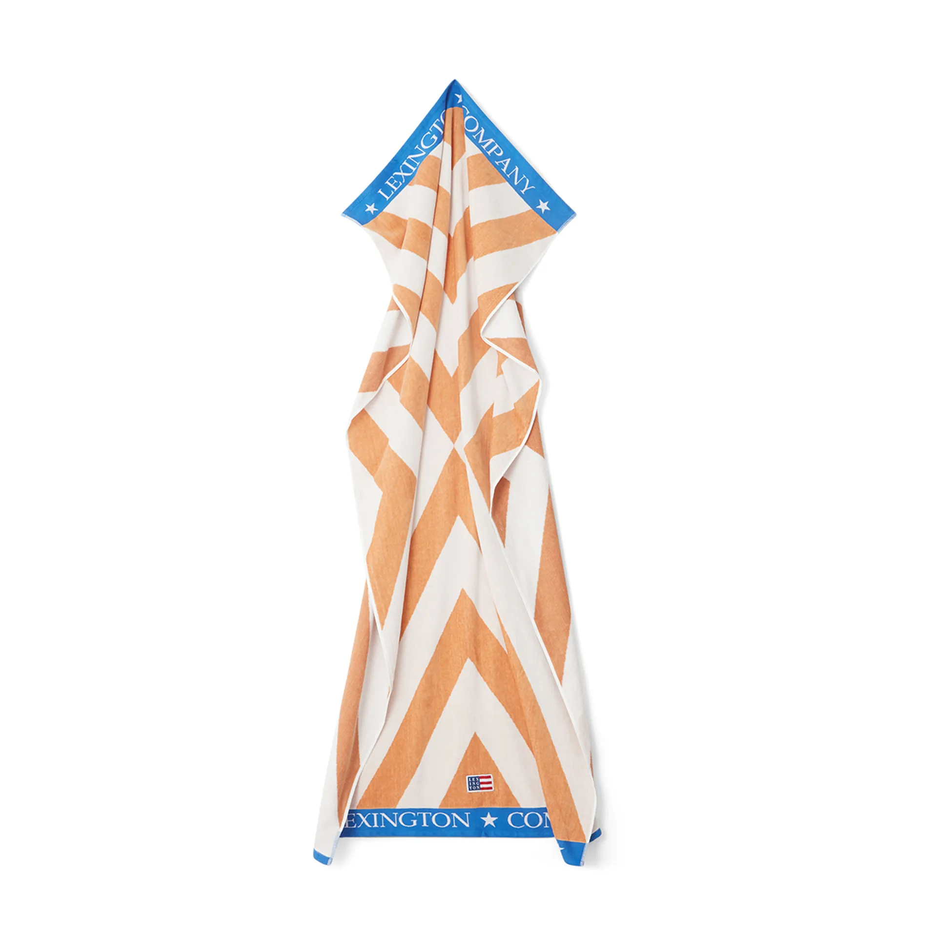 Graphic Cotton Velour strandhåndkle 100 x 180 cm, Beige-hvit-blå Lexington