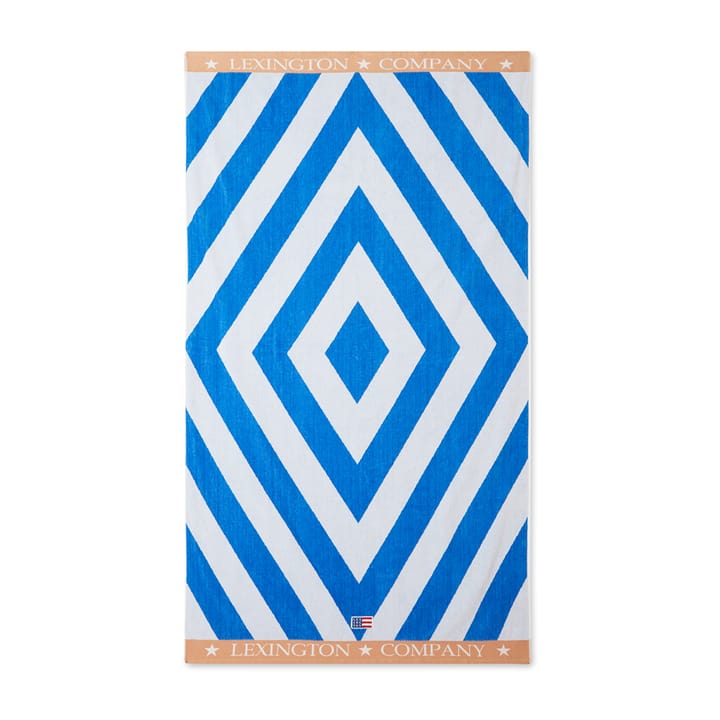 Graphic Cotton Velour strandhåndkle 100 x 180 cm - Blå-hvit-beige - Lexington