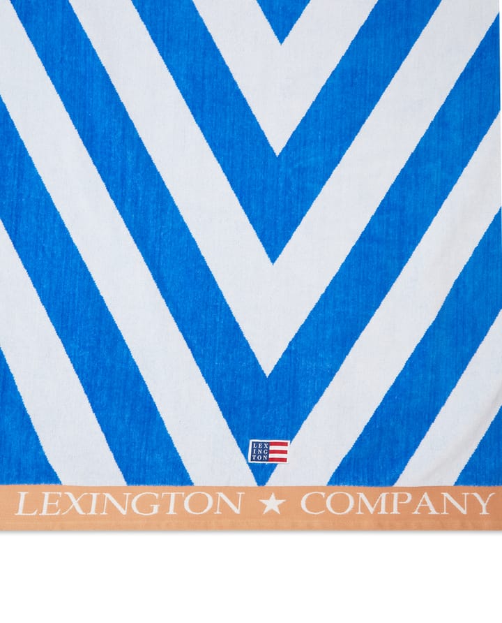 Graphic Cotton Velour strandhåndkle 100 x 180 cm - Blå-hvit-beige - Lexington
