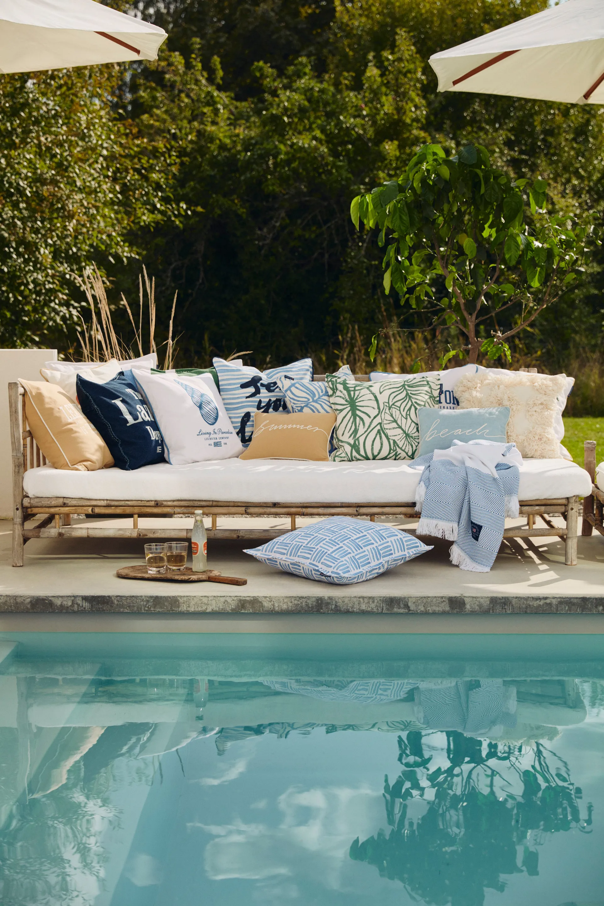 Graphic Printed Cotton Canvas putevar 50 x 50 cm, Blue-White Lexington