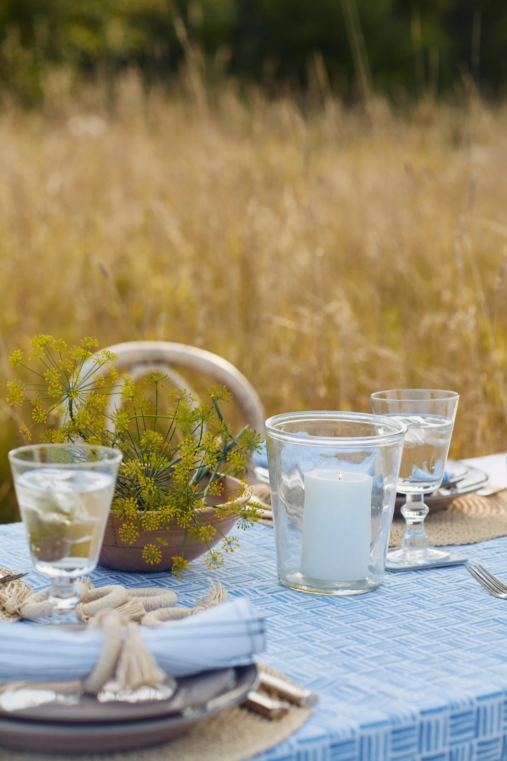 Graphic Printed glassunderlag 6-pakning, Blue-White Lexington