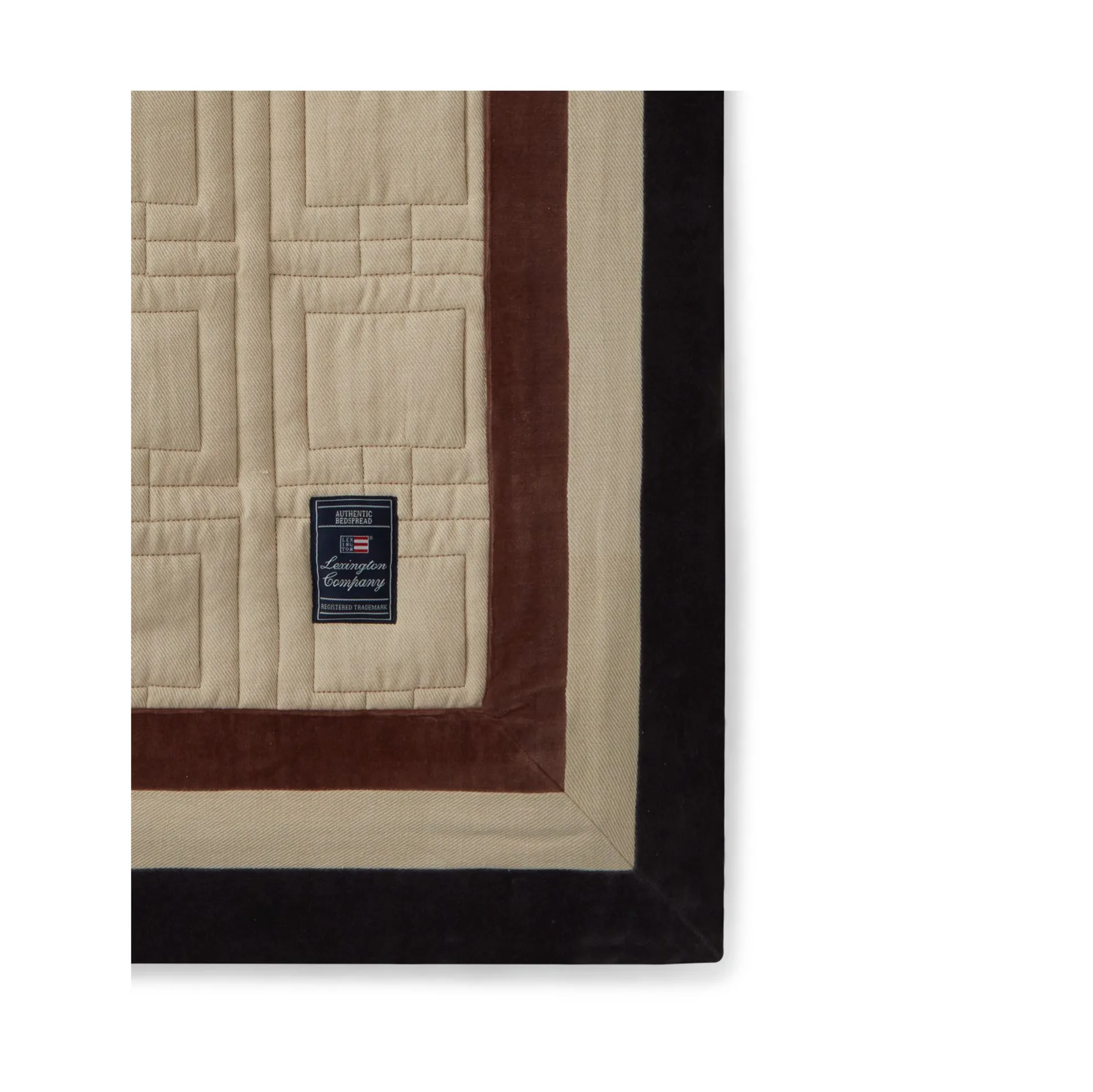 Graphic Quilted Organic Cotton sengeteppe 160 x 240 cm, Light beige-brown-dark gray Lexington