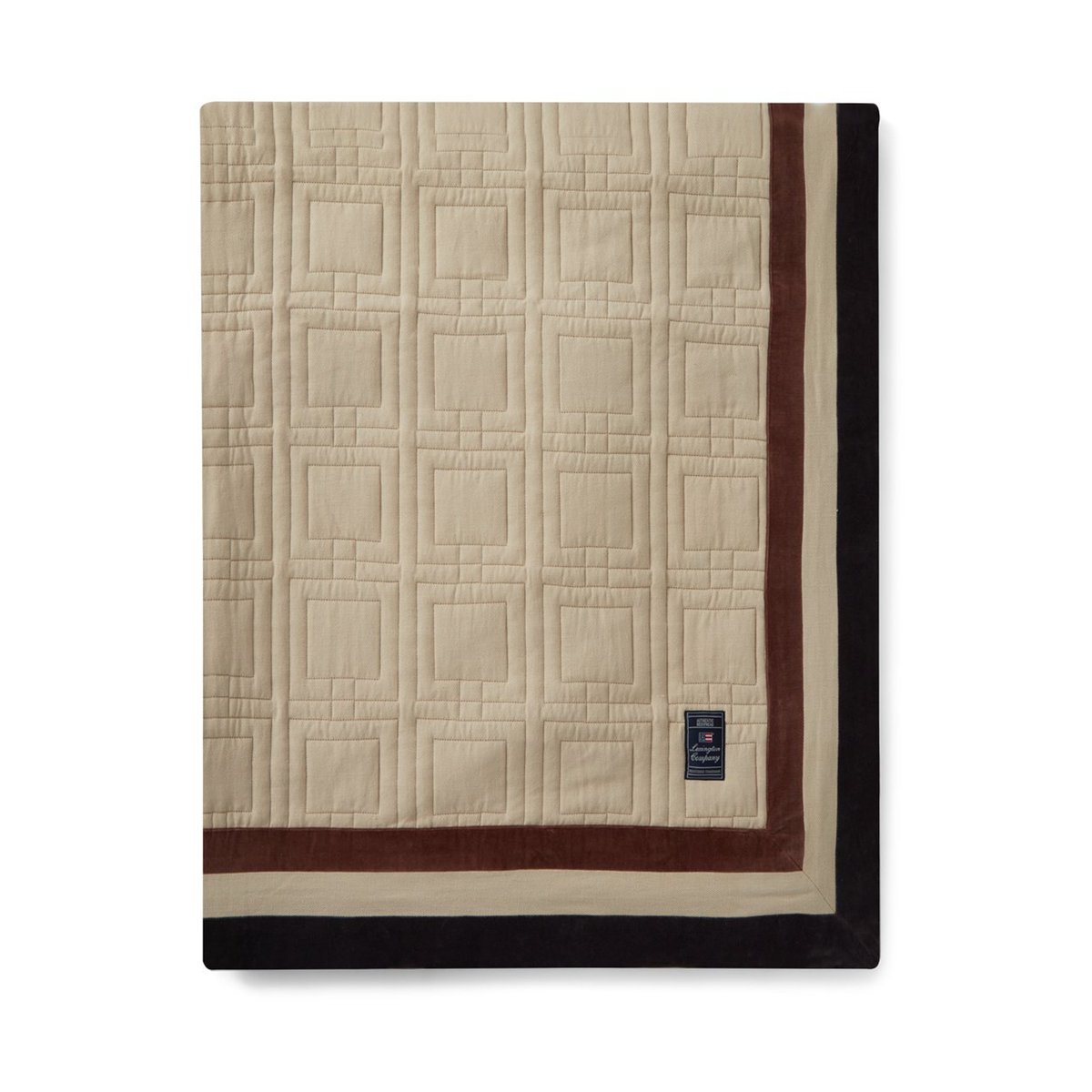 Bilde av Lexington Graphic Quilted Organic Cotton sengeteppe 240 x 260 cm Light beige-brown-dark gray