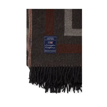 Graphic Recycled Wool pledd 130 x 170 cm - Dark gray-white-brown - Lexington