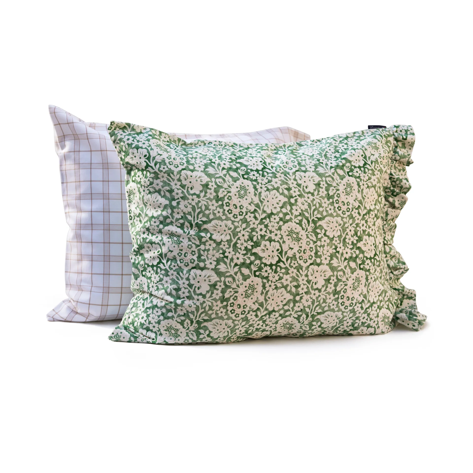 Green Floral Printed Cotton Sateen sengesett, 50x60 cm, 150x210 cm Lexington