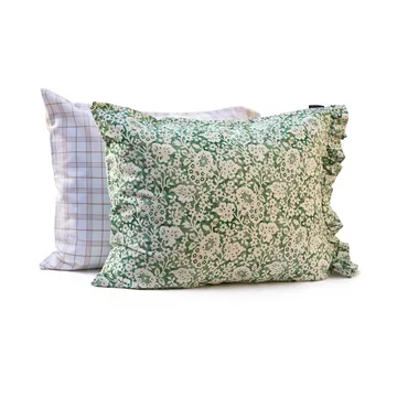 Green Floral Printed Cotton Sateen sengesett - 50x60 cm, 150x210 cm - Lexington