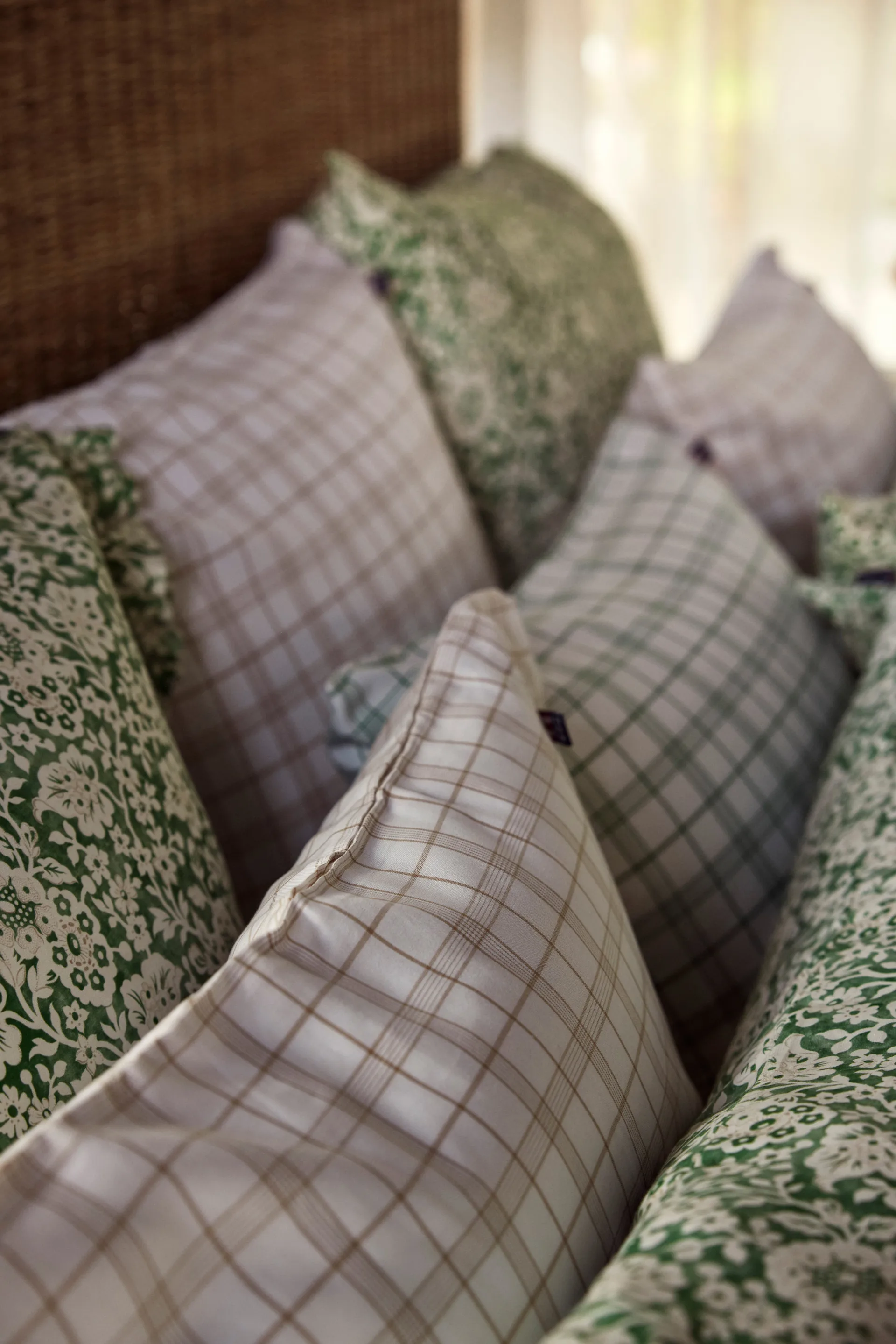 Green Floral Printed Cotton Sateen sengesett, 50x60 cm, 150x210 cm Lexington