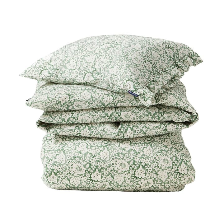 Green Floral Printed Cotton Sateen sengesett - 50x60 cm, 220x220 cm - Lexington