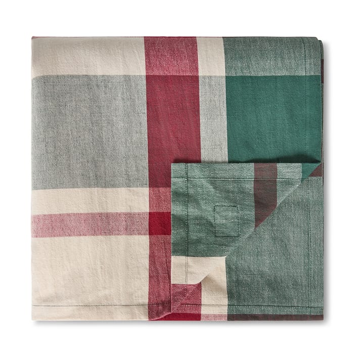 Grønn-rød rutet lin/bomulls duk, 150x250 cm Lexington
