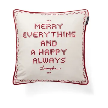 Happy always putetrekk 50x50 cm - Hvit-rød - Lexington