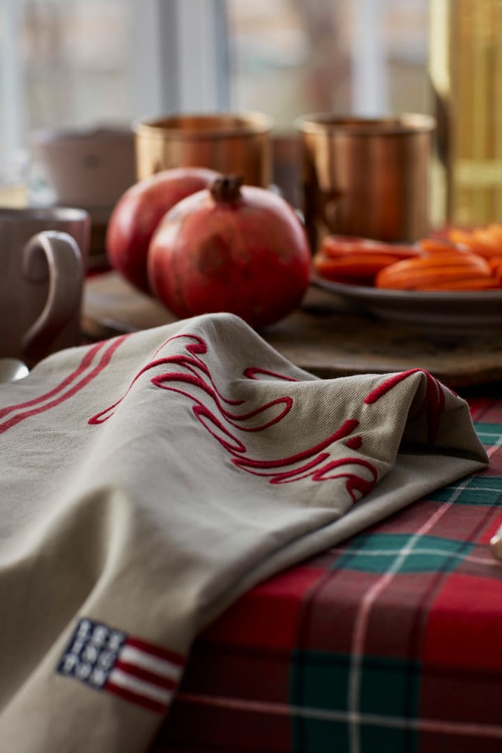 Happy Holidays Embroidered kjøkkenhåndkle 50 x 70 cm - Beige-red - Lexington