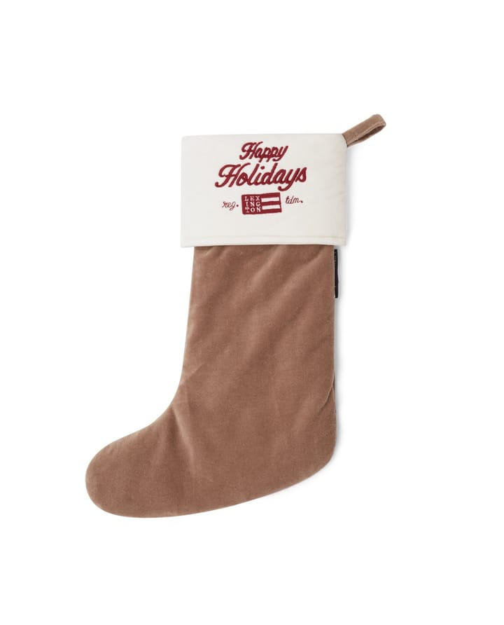 Happy Holidays Julestrømpe - Beige-hvit - Lexington