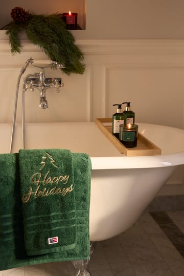 Happy Holidays Juniper økologisk håndkle 50x70 cm - Green-Light Beige - Lexington