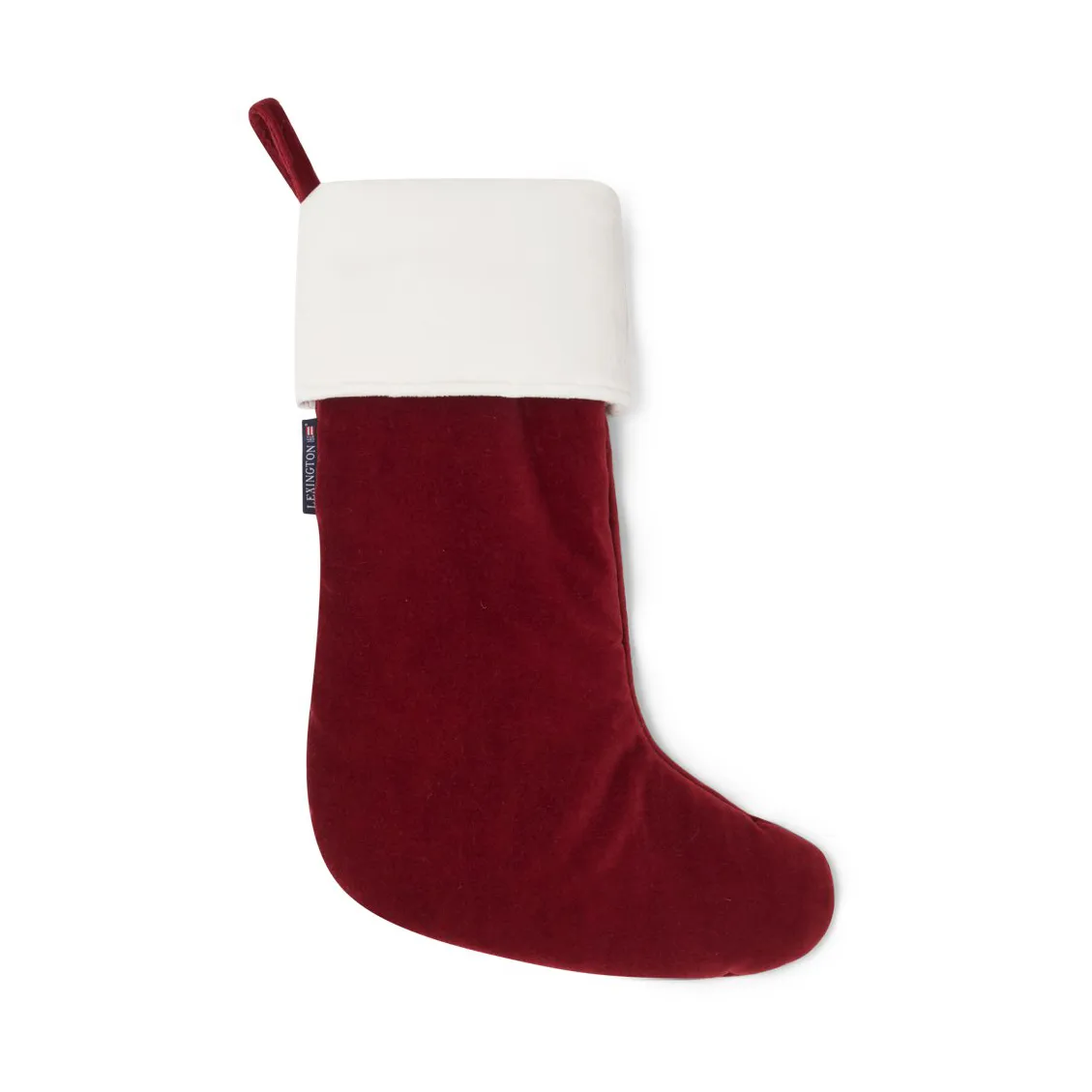 Happy Holidays Organic Cotton Velvet julestrømpe, Red-white Lexington