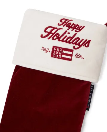 Happy Holidays Organic Cotton Velvet julestrømpe - Red-white - Lexington