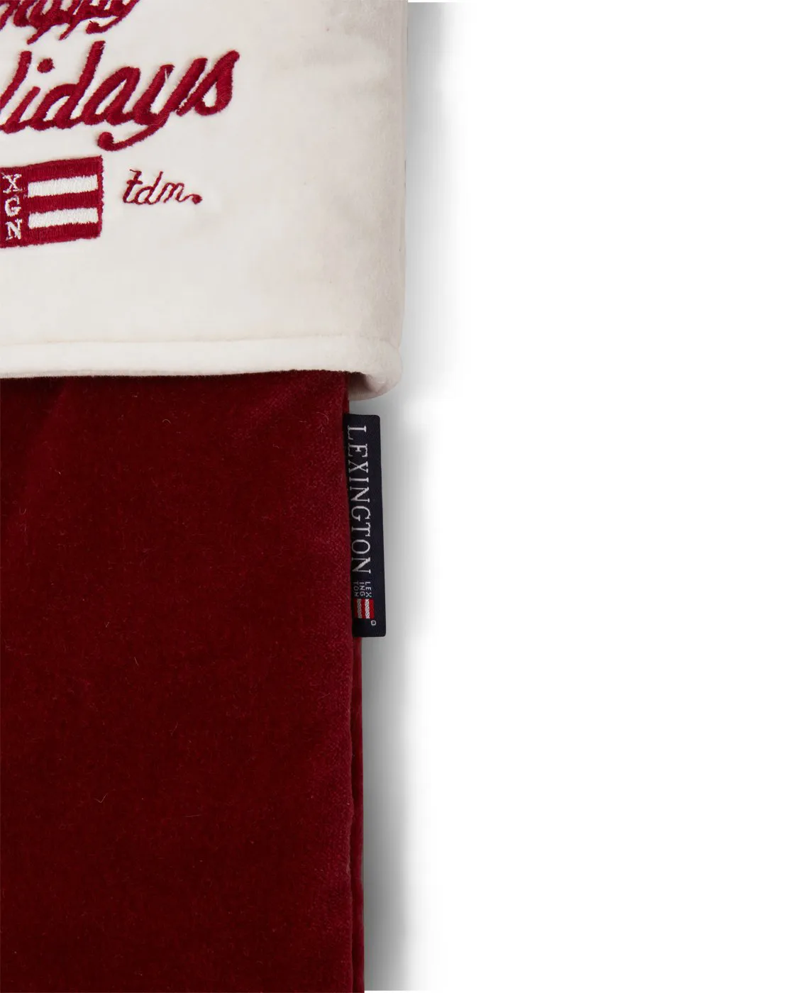 Happy Holidays Organic Cotton Velvet julestrømpe, Red-white Lexington