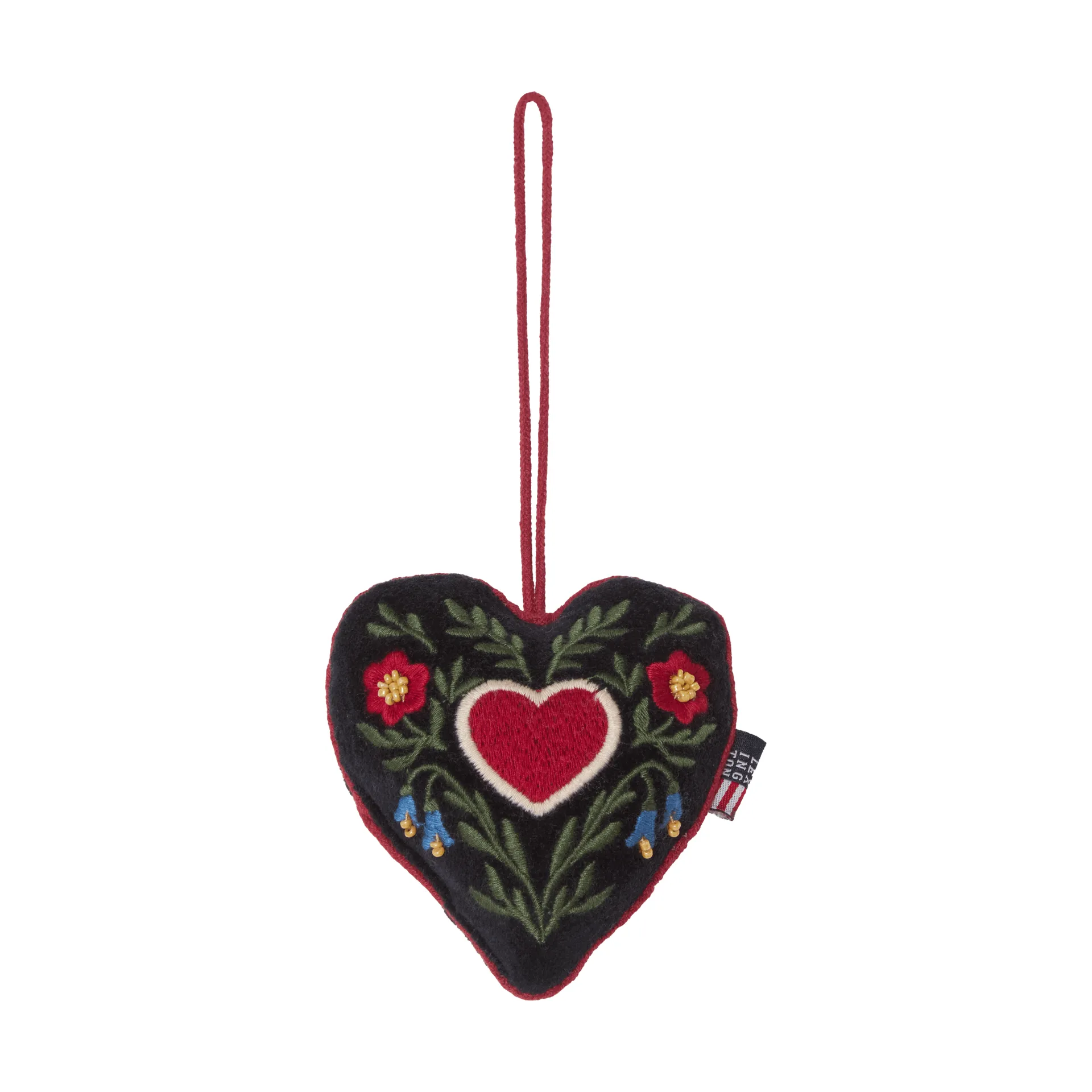 Heart økologisk fløyelsbomull juleanheng, Multi, 13x10x3 cm Lexington