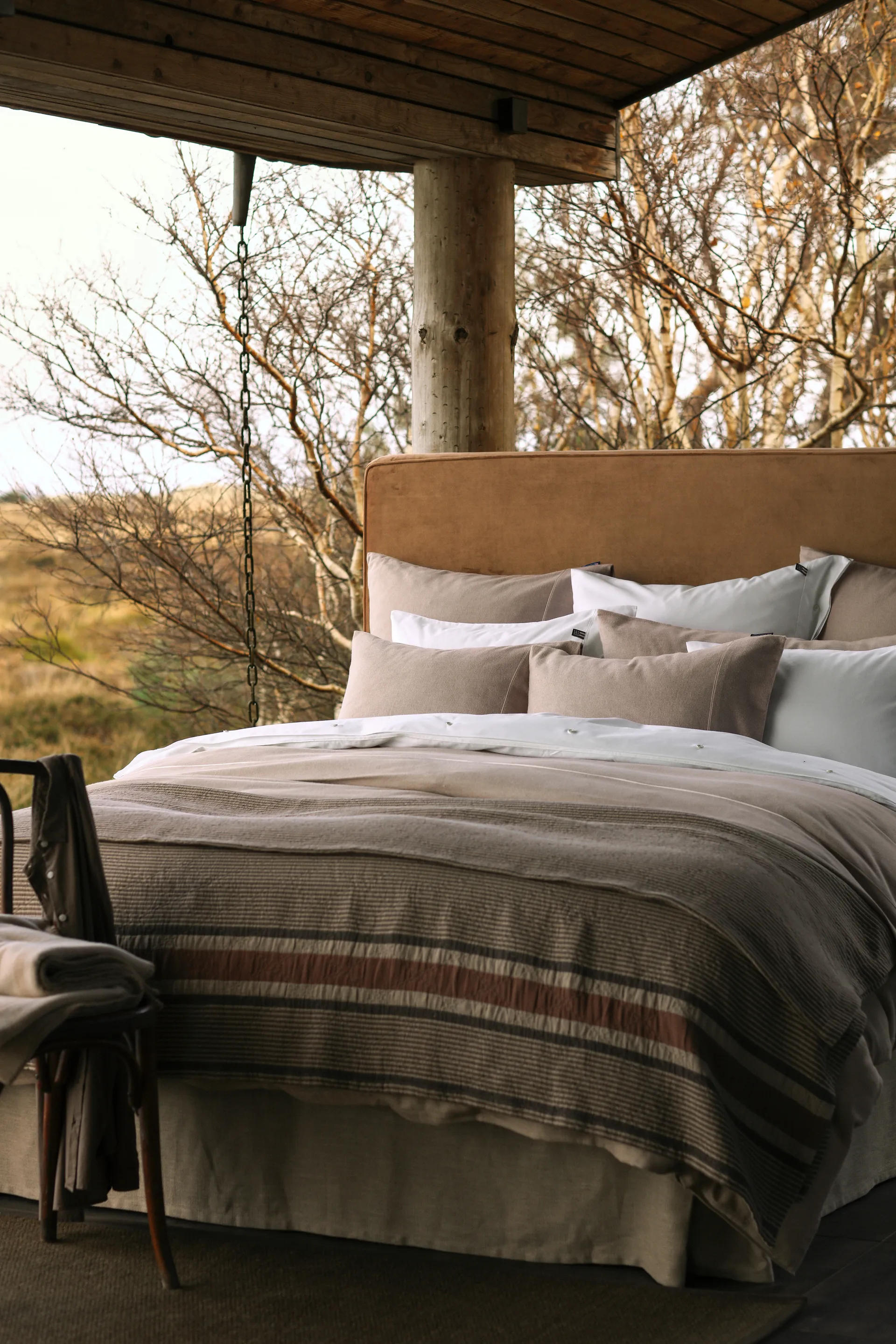 Herringbone Flannel påslakan 150x210 cm, Beige-offwhite Lexington