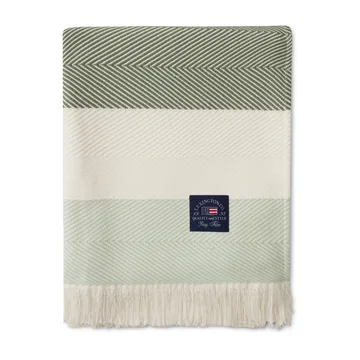 Herringbone Striped Recycled bomullspledd - Hvit-grønn - Lexington