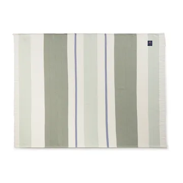 Herringbone Striped Recycled bomullspledd - Hvit-grønn - Lexington