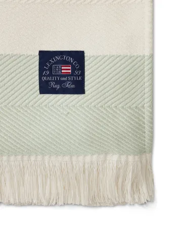 Herringbone Striped Recycled bomullspledd - Hvit-grønn - Lexington