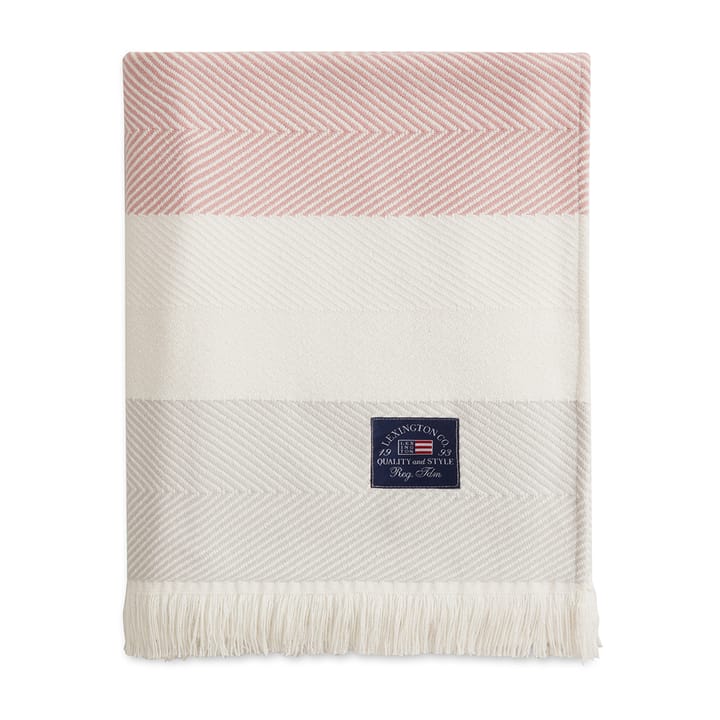 Herringbone Striped Recycled bomullspledd - Hvit-rosa - Lexington